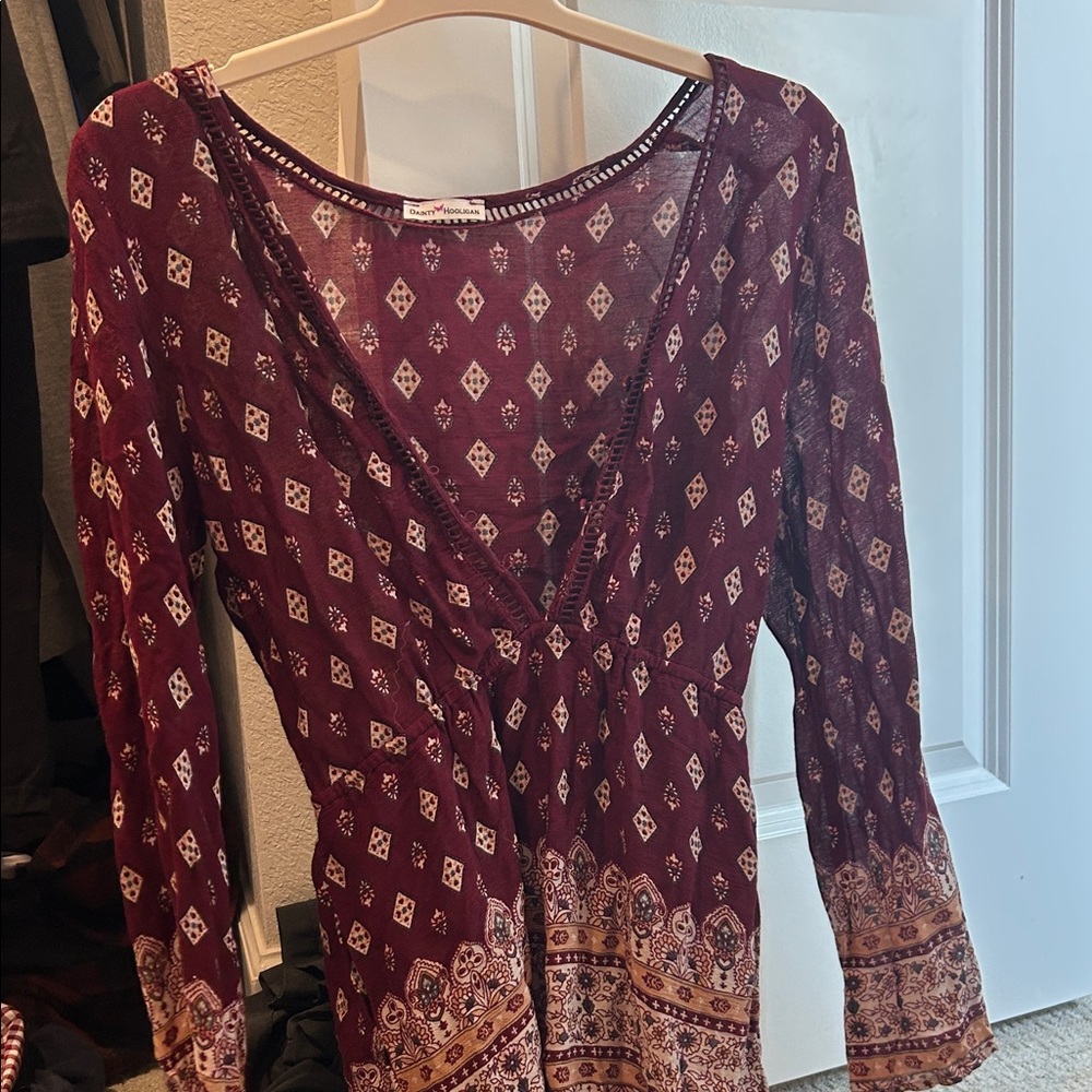 Dainty Hooligan Burgundy Patterned Jumpsuit